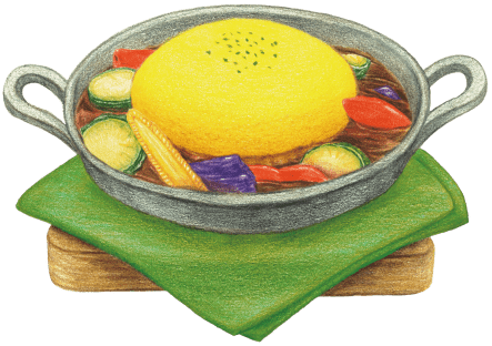 夏野菜のスパイスカレーオムライス