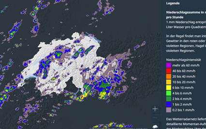 MeteoSchweiz Regenradar für Interlaken und den Thunersee