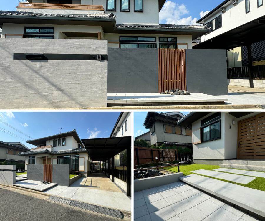 新築外構工事施工事例（カーポート：大仙アーバンルーフ、照明：タカショールーメック、フェンス：YKKAPルシアス）2025年9月U様邸の写真