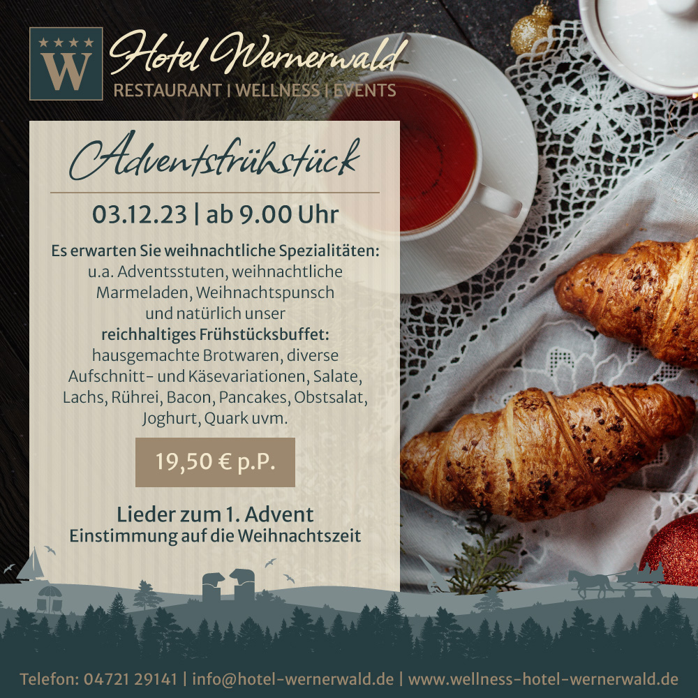 Hotel Wernerwald Cuxhaven Sahlenburg Restaurant Adventsfrühstück