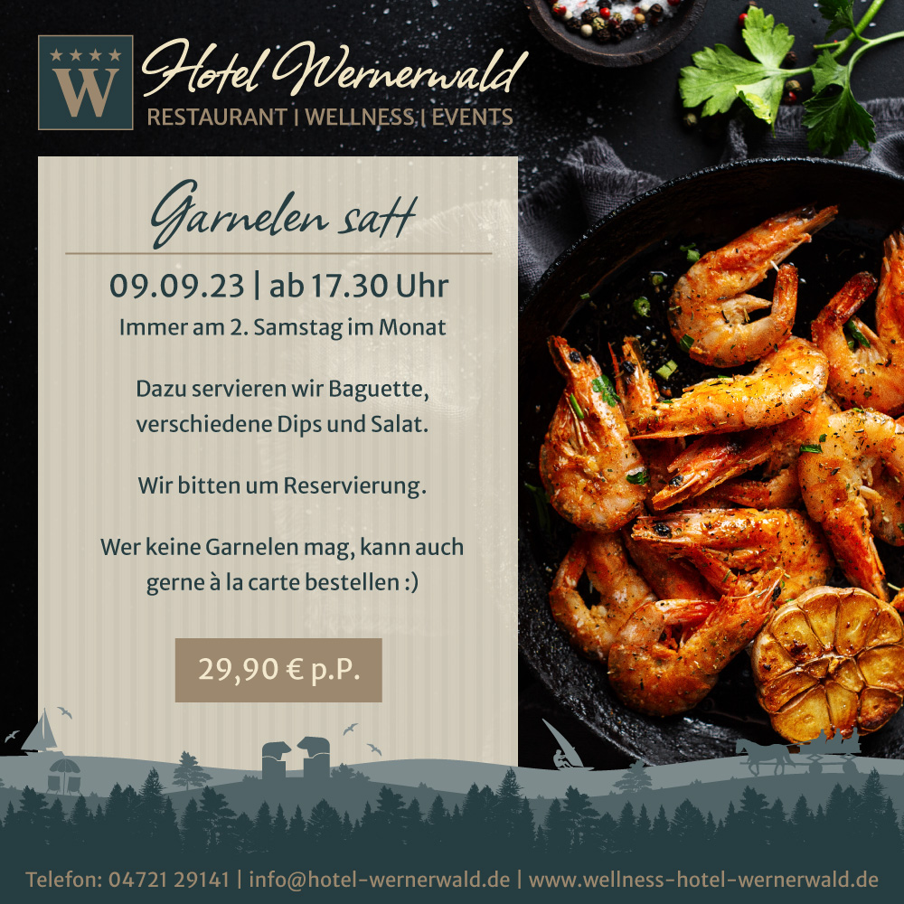 Hotel Wernerwald Cuxhaven Sahlenburg Restaurant Garnelen Satt