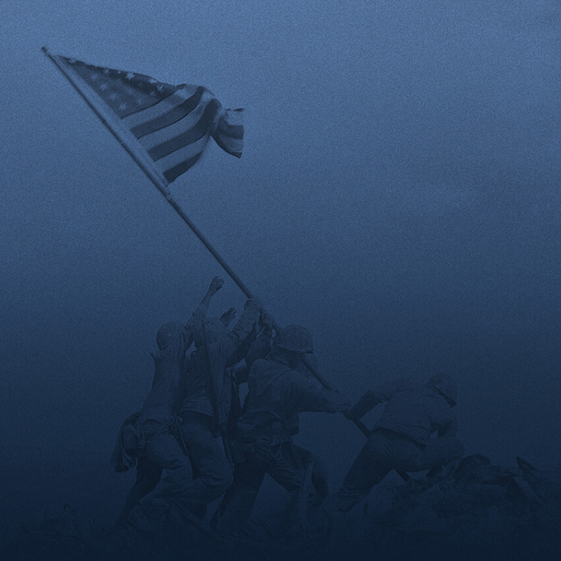 Eisenhower & Marshall Fund I - 5th Division, raise the American flag atop Mt. Suribachi