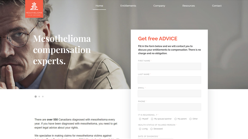 Mesothelioma Claim Advisors - Website preview