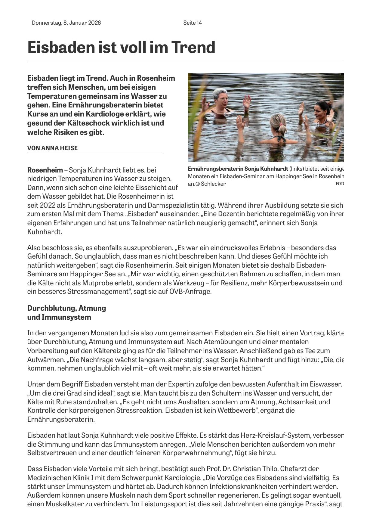 OVB Artikel: Eisbaden ist voll im Trend