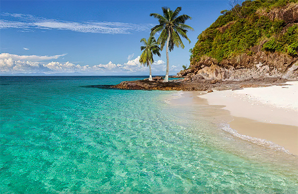 Sonne, Strand, Meer und Palmen
