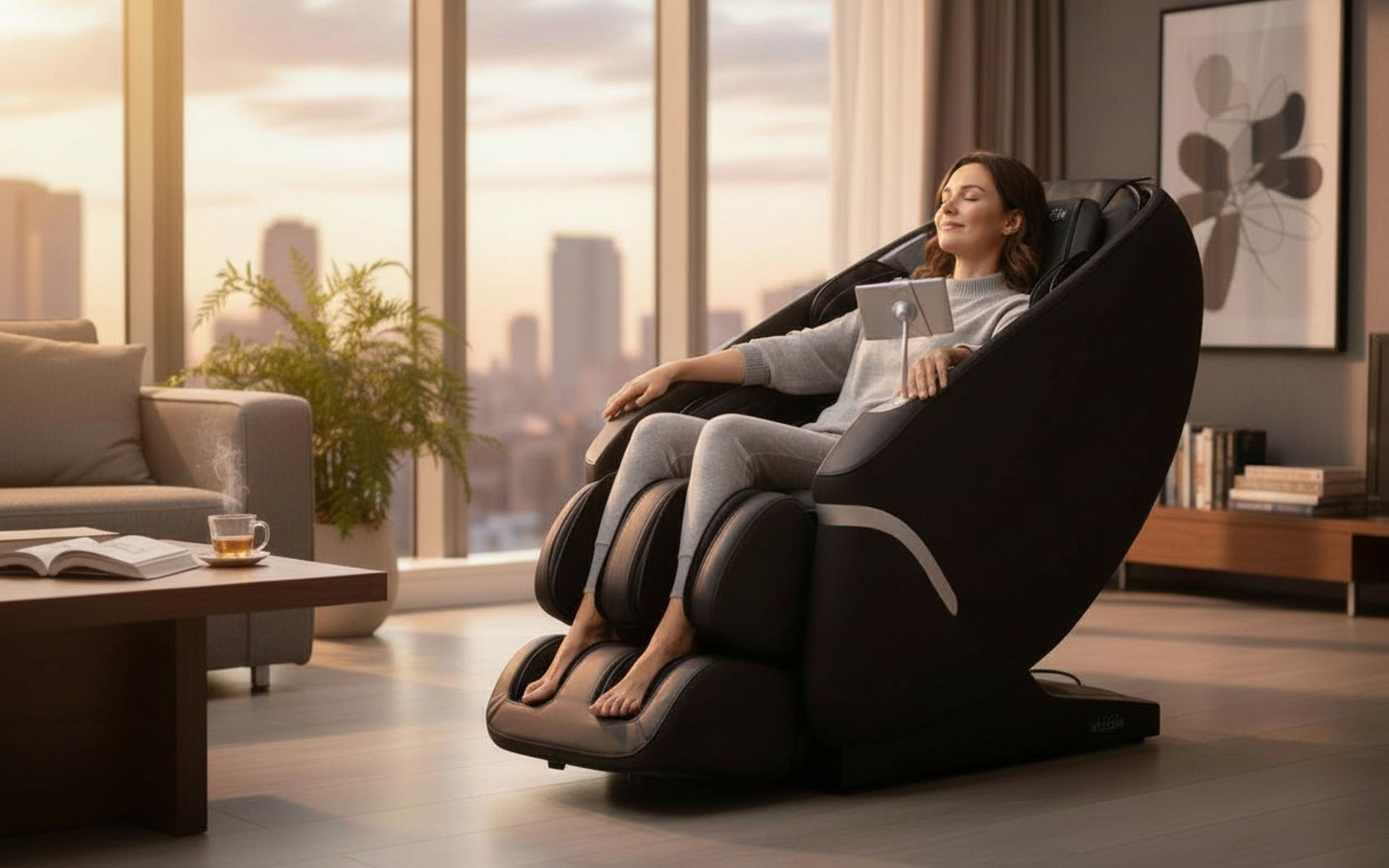 Welcon MAXXCARE Massagesessel in elegantem Design, ausgestattet mit moderner 4D-Massagetechnologie, Zero-Gravity-Funktion und hochwertiger Komfortpolsterung.