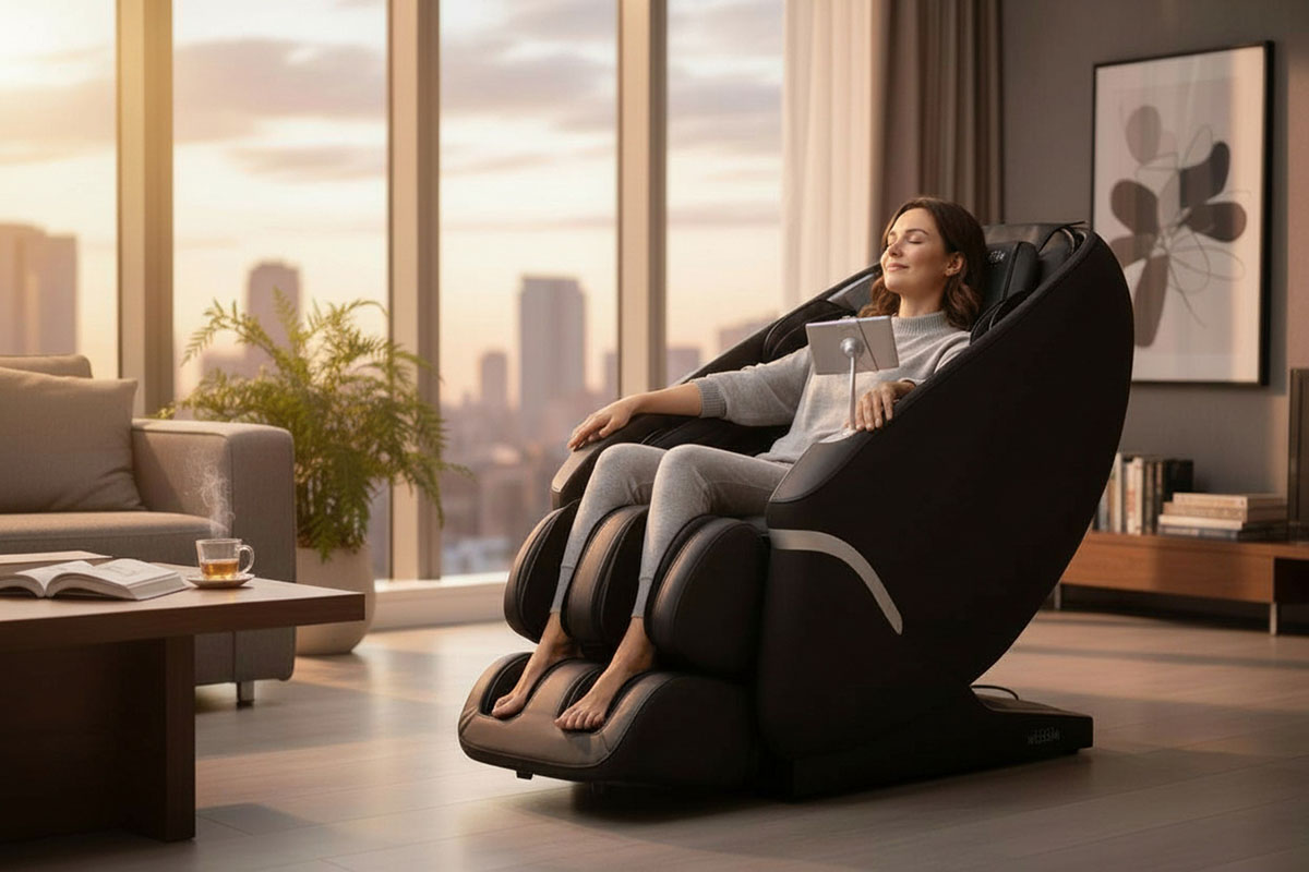 Moderner Massagesessel mit Körpergrößenerkennung