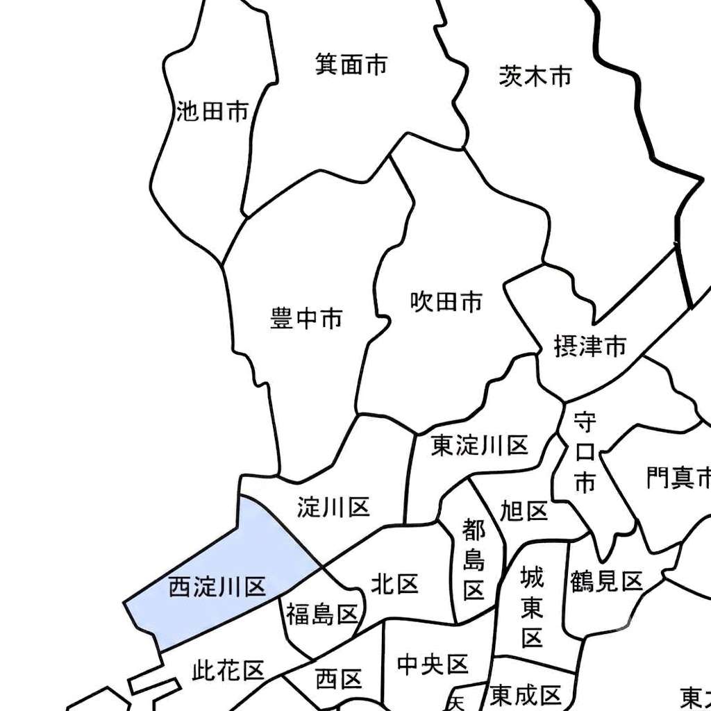 【西淀川区における鍵セブンロックのルートマップ】