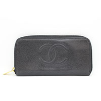 CHANEL シャネル キャビアスキン ラウンドファスナー 長財布 
