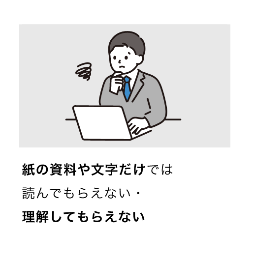 紙の資料や文字だけでは読んでもらえない・理解してもらえない