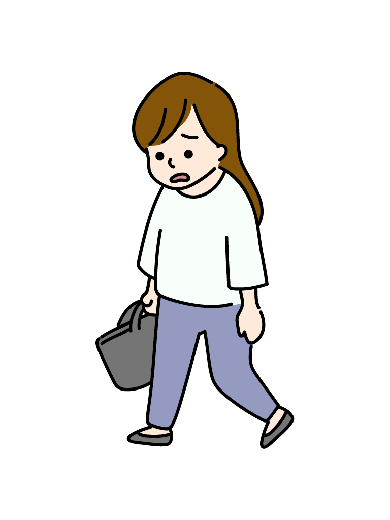 体幹が弱く疲れがちな女性のイラスト