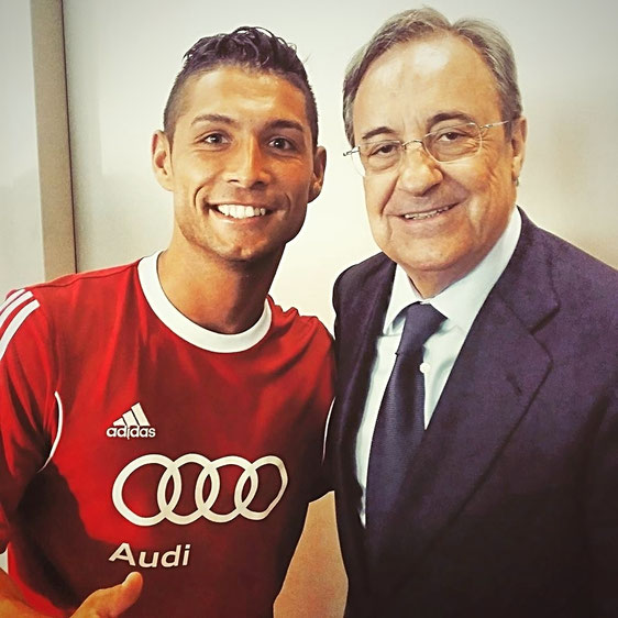 Saki as Cristiano Ronaldo double meeting Florentino Perez Real Madrid president