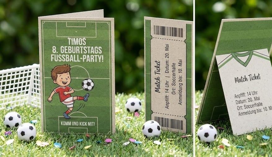 Einladungskarte Fußball Party – Idee zum Kindergeburtstag