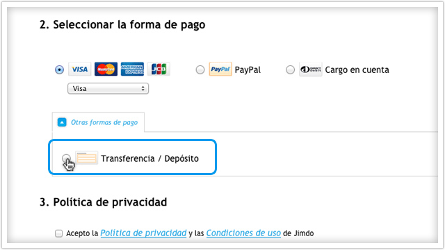 pago con transferencia