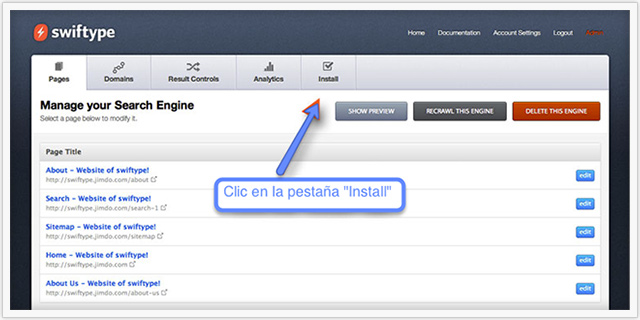 Instalar Swiftype