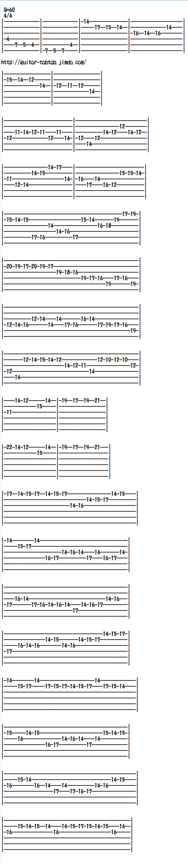 Electric Guitar Tab, Pachelbel's Canon 1(Canon Rock)