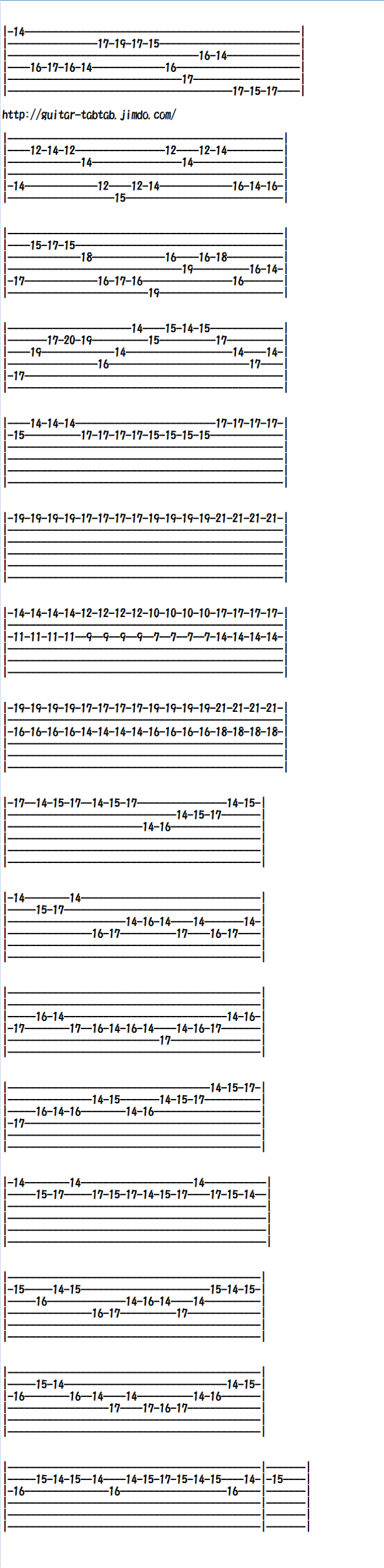 Electric Guitar Tab, Pachelbel's Canon 2(Canon Rock)